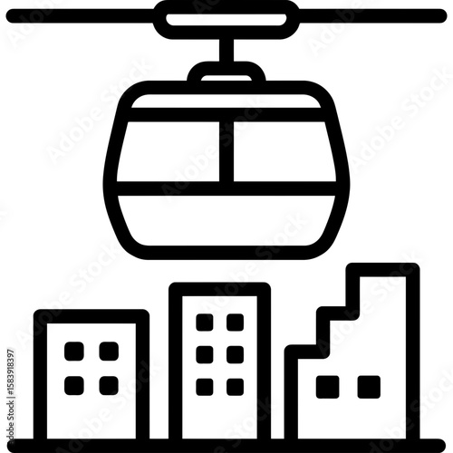 Gondola cable car outline icon vector