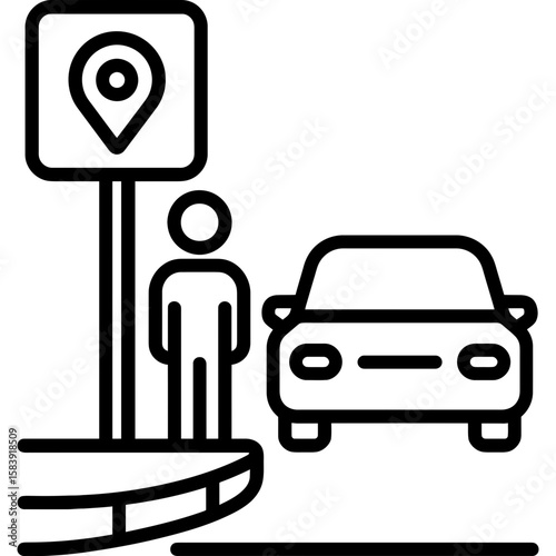 Rideshare pickup zone outline icon vector