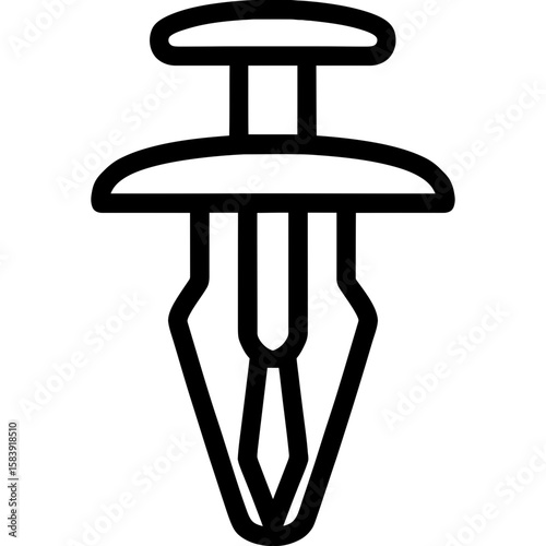 Push pin fastener outline icon vector