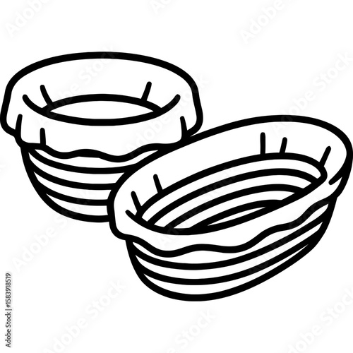 Proofing basket set outline icon vector