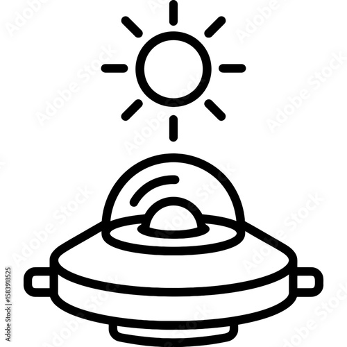 Black and white outline icon of pyranometer vector