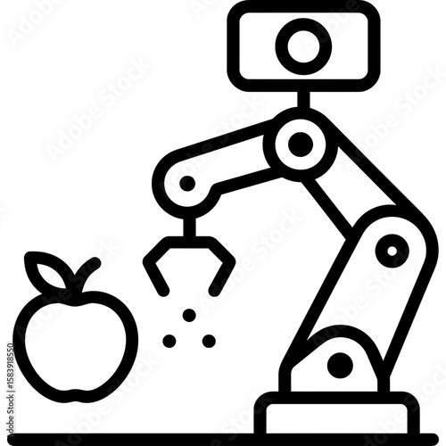 Robotic harvester arm outline icon vector