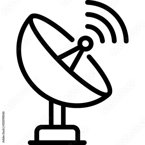 Weather satellite dish outline icon vector