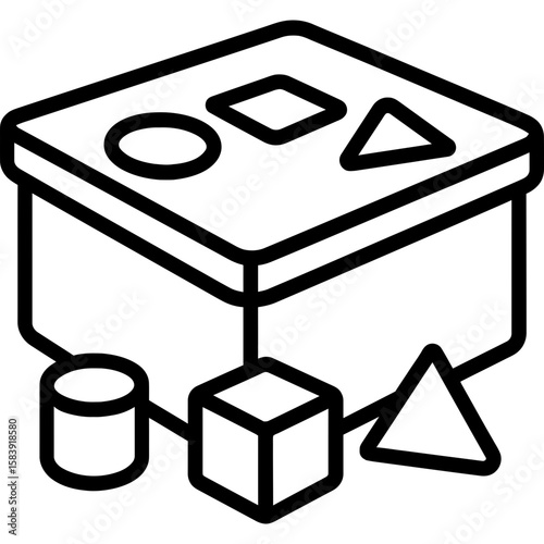 Shape sorter toy outline icon vector