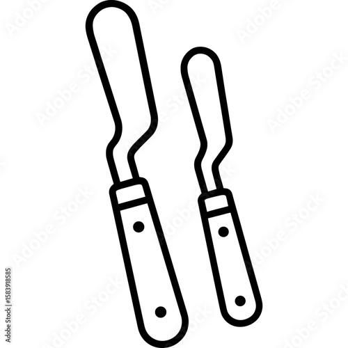 Offset spatulas set outline icon vector