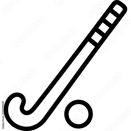 Field hockey stick outline icon vector