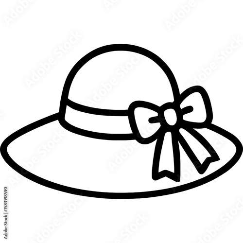 Summer sun hat outline icon vector