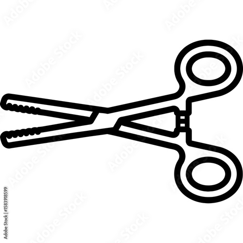 Surgical forceps outline icon vector