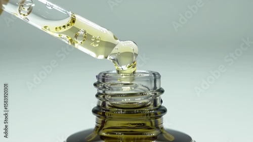 Wallpaper Mural Transparent Serum Drops from Pipette into Amber Bottle in Bright Studio Lighting For Beauty and Wellness Applications Torontodigital.ca