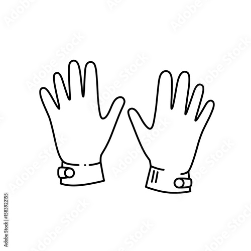 Protective Handwear Illustration: A clean line illustration showcasing a pair of minimalist gloves, emphasizing the shape and structure of this protective gear.