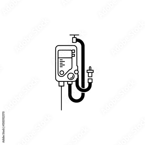 Simplified Water Heater Illustration: A minimalist monochrome depiction of a water heater, a key household appliance, presented in a clean and modern line art style.