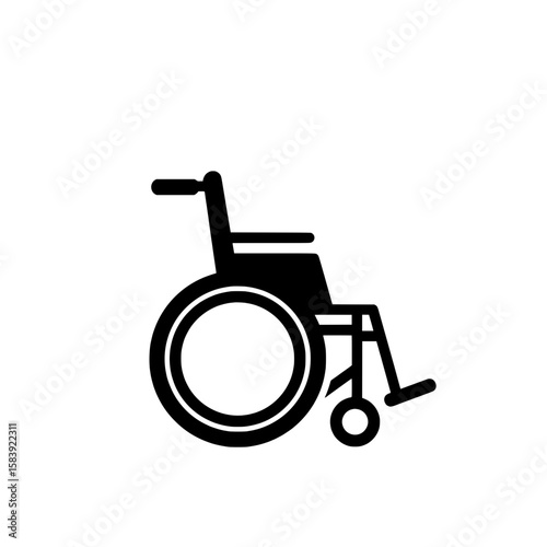 Wheelchair Silhouette: A clean and simple silhouette of a wheelchair, representing accessibility and mobility for individuals with disabilities, against a plain background.