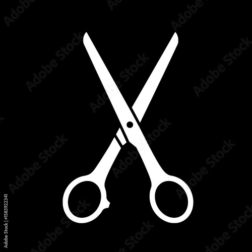 Scissors Silhouette: A stark, graphic representation of a pair of scissors, meticulously crafted to highlight their sharp angles and functional design.