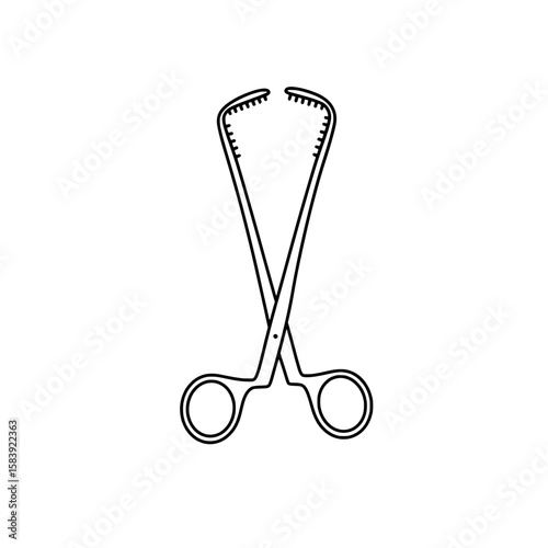 Surgical Instrument: Surgical tool meticulously drawn against an empty backdrop, highlighting the precise design and functionality.