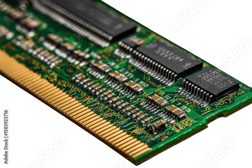 Close-up of Computer RAM (Random Access Memory) module on black background