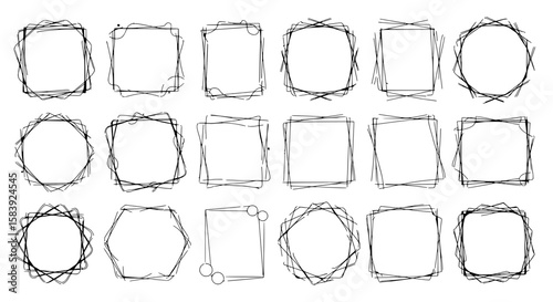 Geometric Shapes: A collection of hand-drawn, whimsical, frames and geometric shapes, suitable for a variety of graphic design projects.