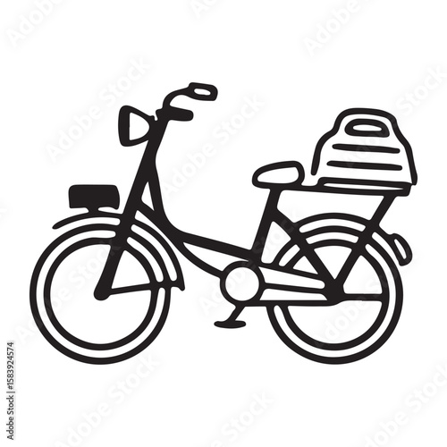 Black bicycle with basket and seat bike transport