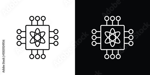 Quantum computing icon for concept and graphic design. Collection of high quality black style vector icons