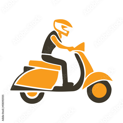 Rider on scooter helmet orange