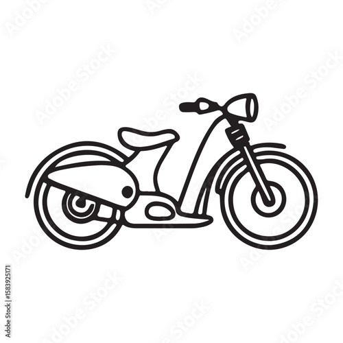 Vintage scooter outline transportation vehicle