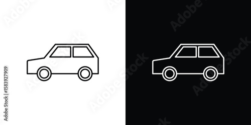 Compact car icon for concept and graphic design. Collection of high quality black style vector icons