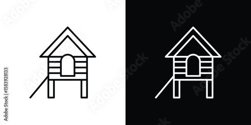 Chicken coop icon for concept and graphic design. Collection of high quality black style vector icons