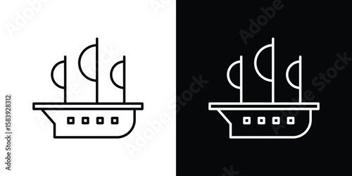 Caravel icon for concept and graphic design. Collection of high quality black style vector icons