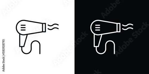 Blow dryer icon for concept and graphic design. Collection of high quality black style vector icons