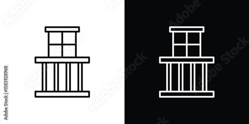 Balcony icon for concept and graphic design. Collection of high quality black style vector icons