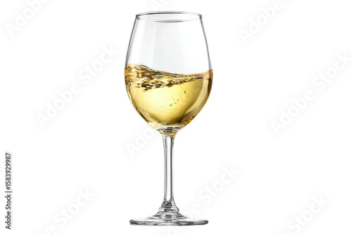Elegant white wine glass Isolated on white background