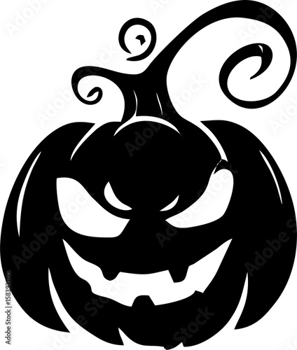 simple graphic drawing of Halloween pumpkin, black silhouette, logo, design