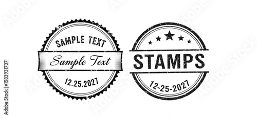 Vintage Rubber Stamp Vector Designs – Editable Retro Badge Templates