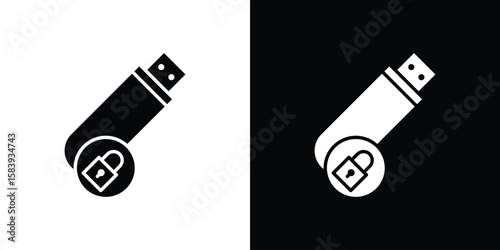Pendrive security icon glyphs vectors. Web flat pack.