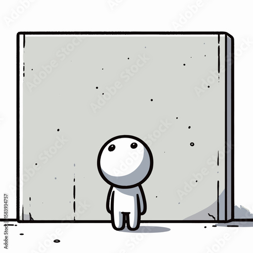 目の前に立ちはだかる高い壁のイラスト