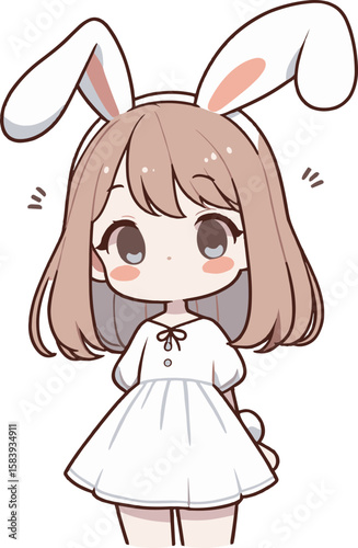 バニーの耳をつけた女の子のイラスト