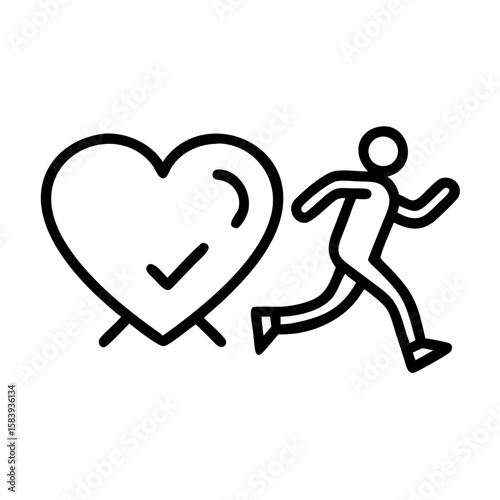 Running for heart health, runner competes to maintain cardio fitness. This heart health image shows dedicated runner making strides. Use this heart health image for preventative campaign ads.