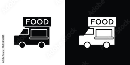 Food truck icon glyphs vectors. Web flat pack.