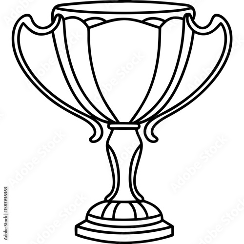 Trophy cup illustration displayed as simple drawing, trophy cup outline represents concept of winning. Symbolic trophy cup with elegant pedestal to celebrate achievement, reward for winning contest.