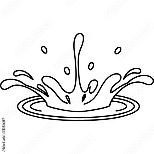 Water splash illustration with dripping liquid and flowing drops against white surface. Water splash shows refreshing nature of clean water and purity. Water splash illustration for refreshing design.