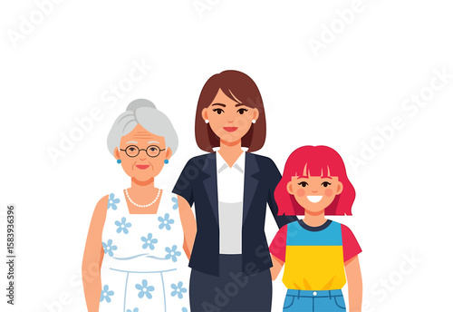 Three generations A family of women standing together with love and unity.
