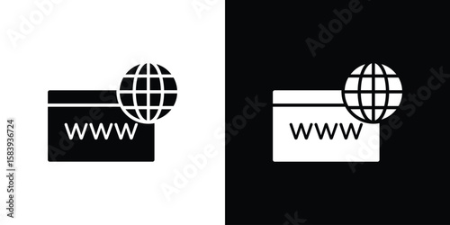Domain icon glyphs vectors. Web flat pack.