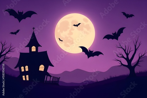 halloween background with haunted house
