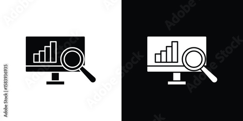 Data Analysing icon glyphs vectors. Web flat pack.