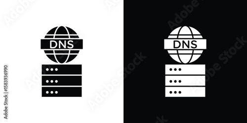 DNS icon glyphs vectors. Web flat pack.