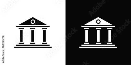 Courthouse icon glyphs vectors. Web flat pack.