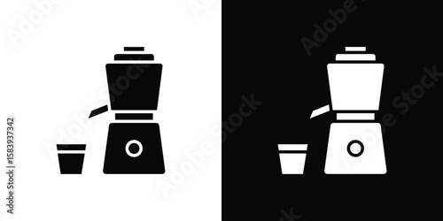Cold pressed juicer icon glyphs vectors. Web flat pack.