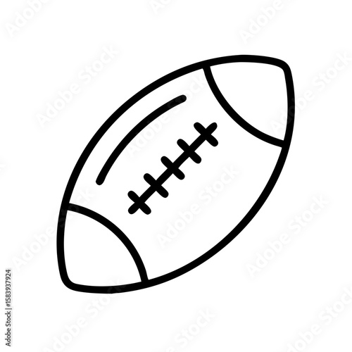 Outline of an American football in simple black line design, transparent background