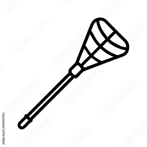 Lacrosse stick icon in minimalistic design, transparent background
