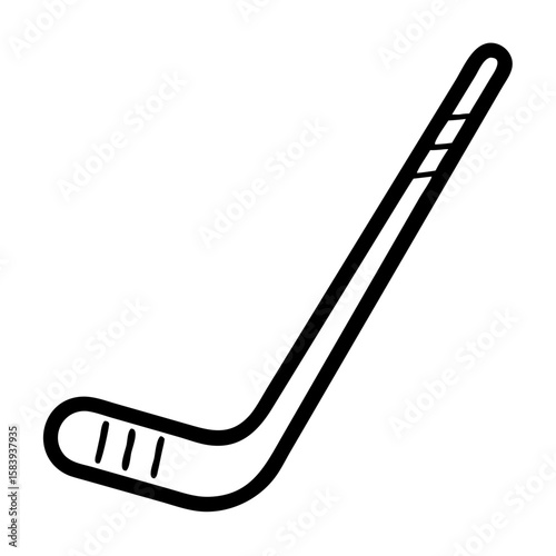 Hockey stick icon in minimalist design with clean lines, transparent background