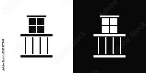 Balcony icon glyphs vectors. Web flat pack.